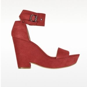 See By Chloé Eva Red Suede Wedge Sandal